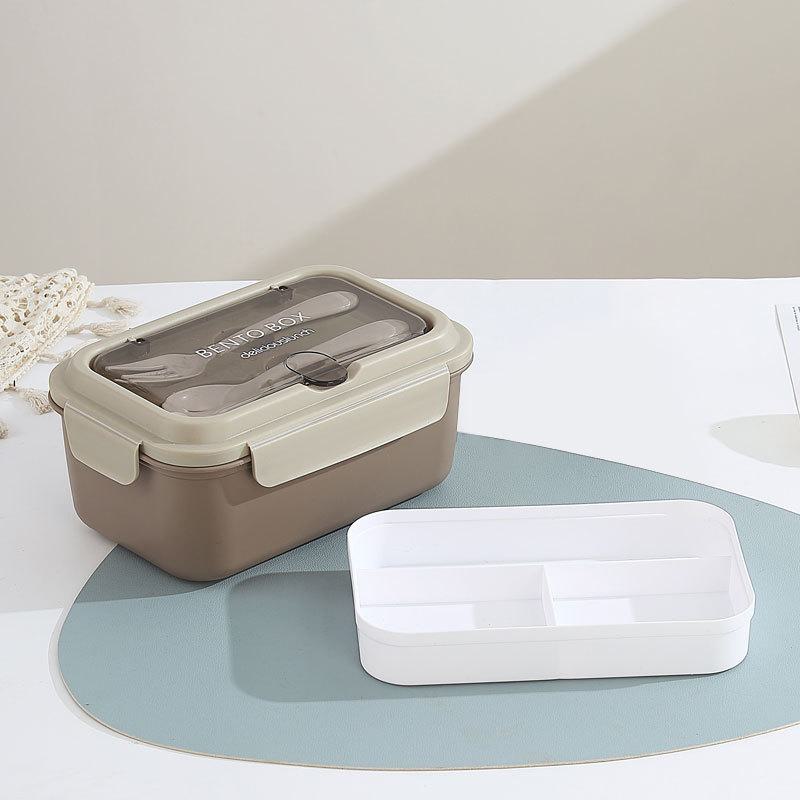 Lunchbox aus Edelstahl im nordischen Stil mit Gabel und Löffel, mikrowellengeeignet