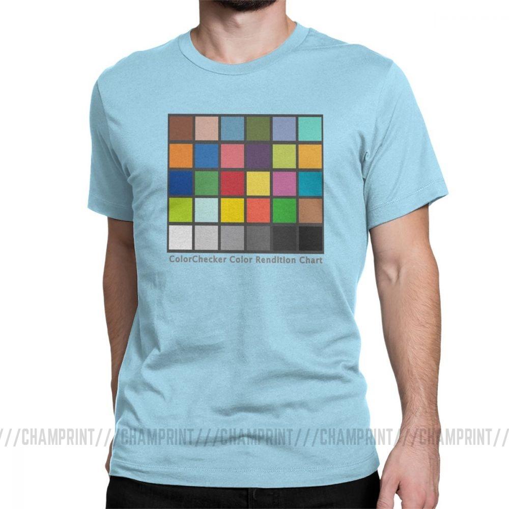 Herren Color Checker Tabelle T-Shirt Vintage Baumwolle T-Shirt Kurzarm Fotograf T-Shirt Rund