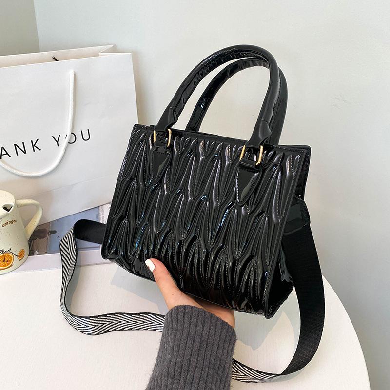 New Women's Shoulder Handbag Fashion Solid Color Casual Wide Shoulder Strap Crossbody Bag PU Large Capacity Ladies Pack