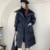Padded clothes women's winter long design sense padded clothes over the knee long large lapel padded jacket retro coat