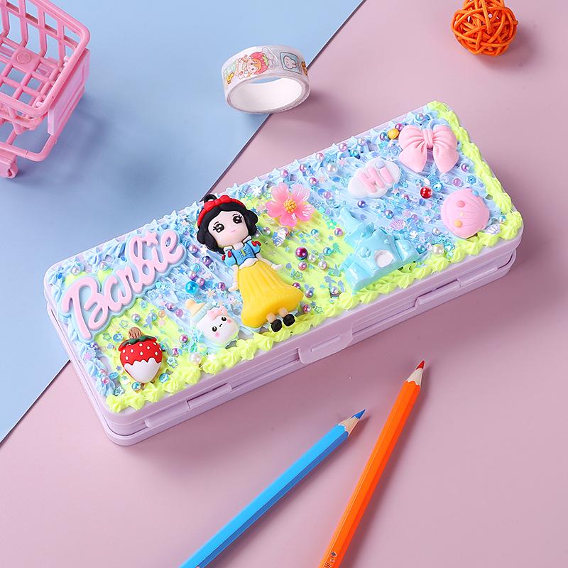 Dvoupatrový penál: Dětský DIY Ručně vyráběný krémový lepidlový obal pro žáky základních škol - Narozeninový dárek