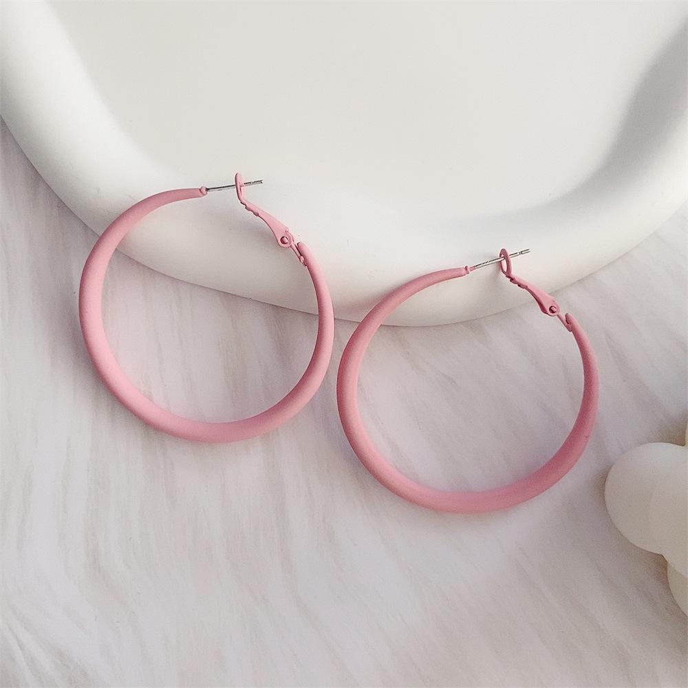 Trendy Big Round Circle Dangle Earrings for Women Exaggerate Punk Loops Red Geometry Simple Hoop Earrings Zircon Party Gift