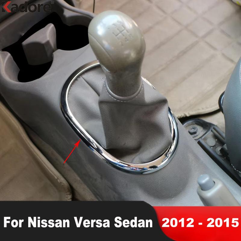 For Nissan Versa Sedan 2012 2013 2014 2015 Chrome Car Gear Shift Box Panel Frame Cover Trim Interior Accessories (MT model)