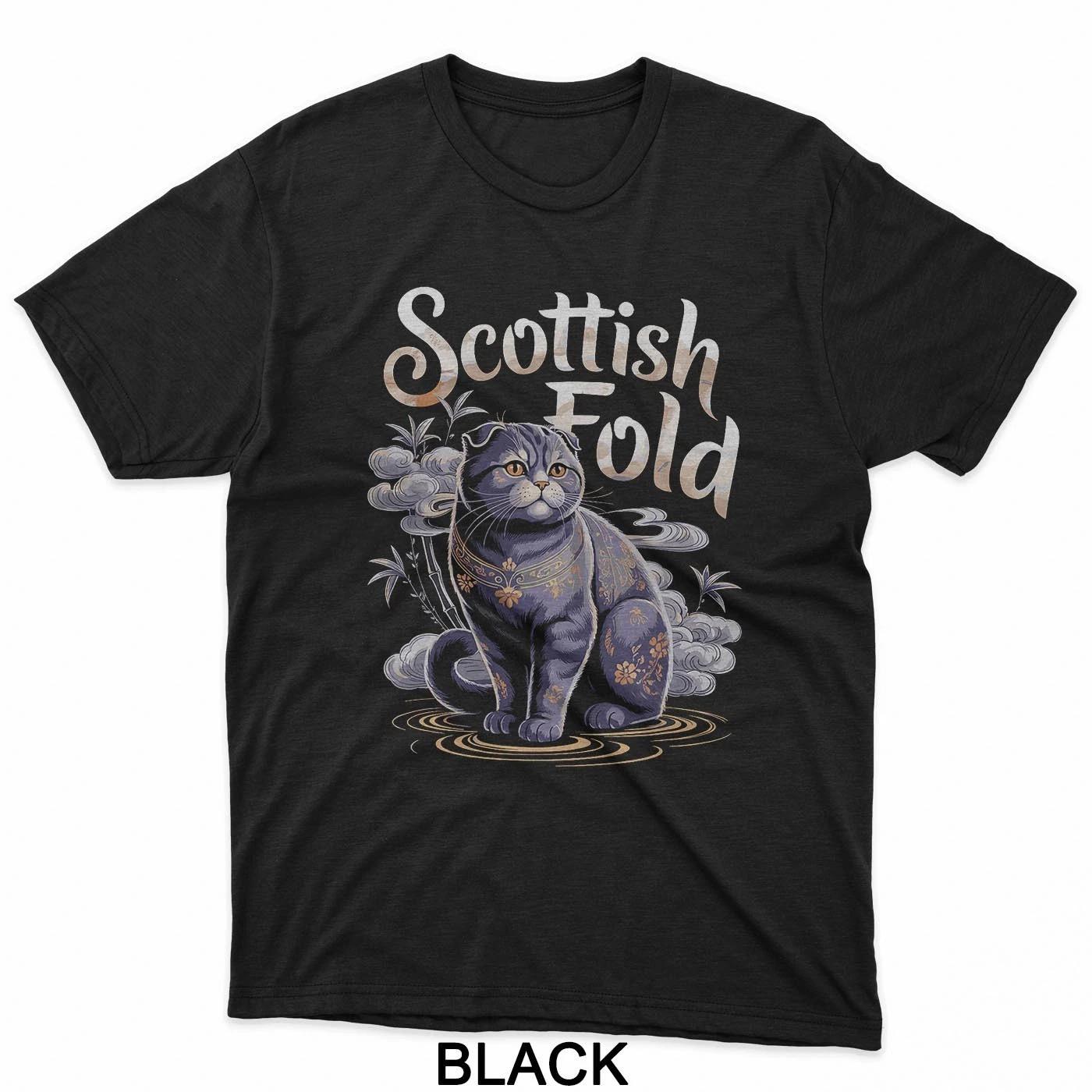 Chinese Traditional Art Scottish Fold Cat Coupari T-Shirt 4XL