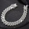 Bracciale Collana Trendy a Catena Cubana 14mm in Lega di Zinco e Strass - Stile Hip-Hop