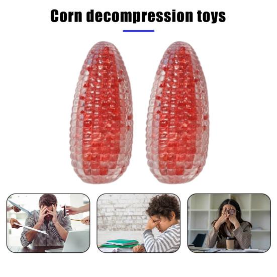 2Pcs Fake Corn Squeeze Toy Anxiety Stress Relief Transparent Corn Pinch Sensory Toy Teens Adults Soft TPR Calming Vegetable Fidget Toy