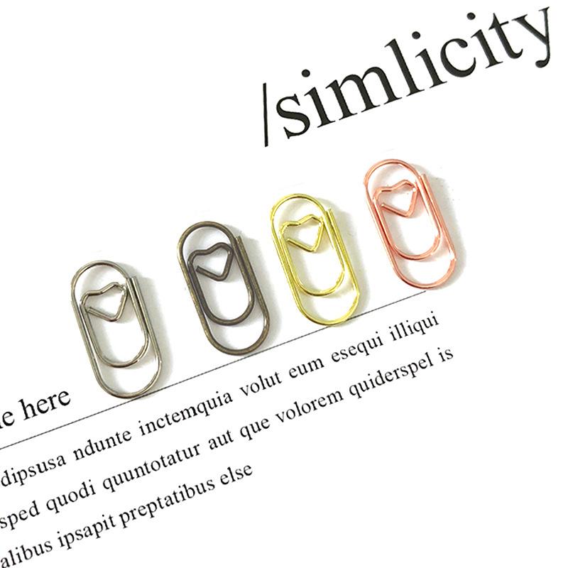 Kit 50 Peças Mini Clipes de Coração de Metal Material de Escritório Clipe de Papel É Fofo e Requintado, com Aparência e Praticidade