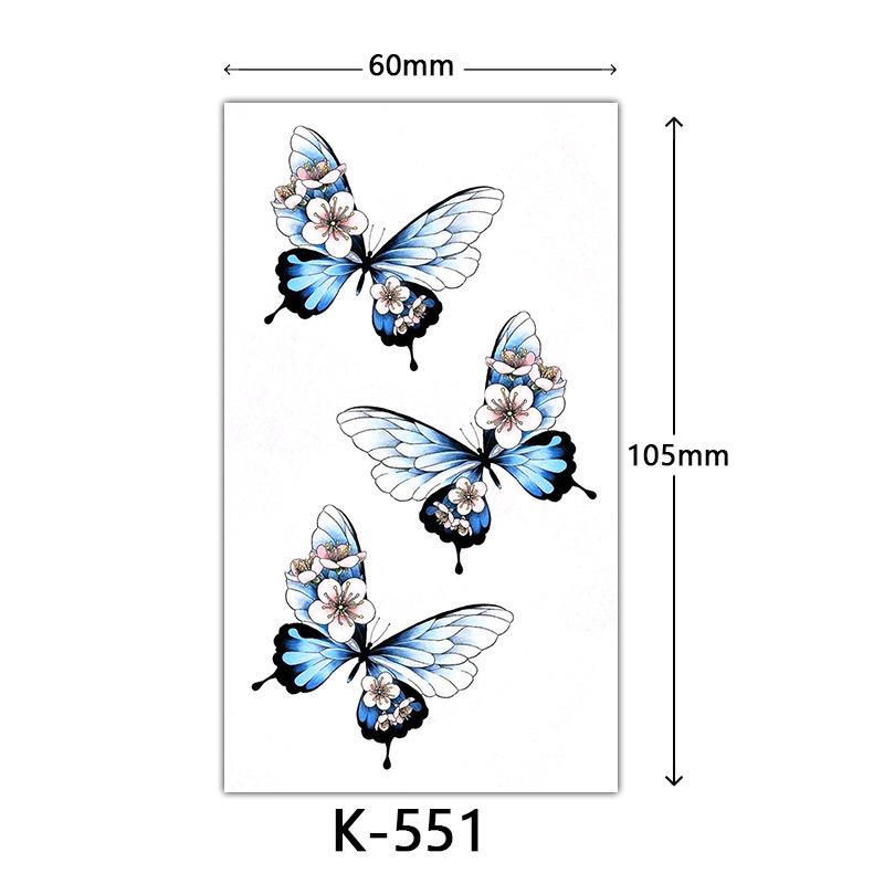 Waterproof Tattoo Stickers: English Letters, Flowers & Butterfly Sketches