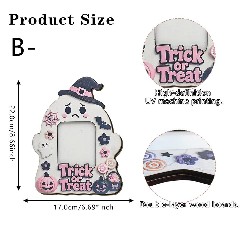 Halloween Vintage Ghost Pumpkin Holiday Atmosphere Home Photo Display Stand Commemorative Frame