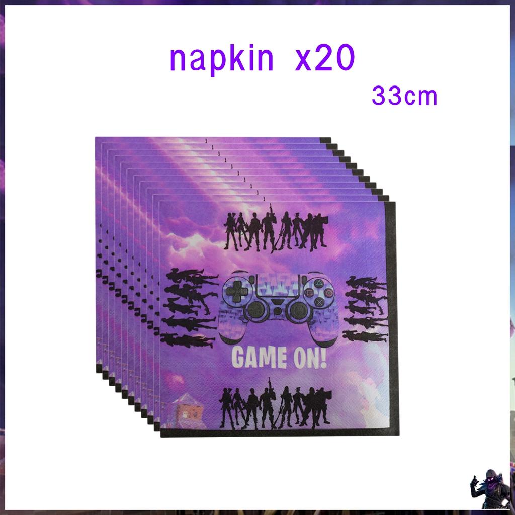 Shooting Game Fortnition Birthday Party Decoration Plate Cup Cartoon Alpaca Llama Foil Globos Baby Shower Kids Party Supplies