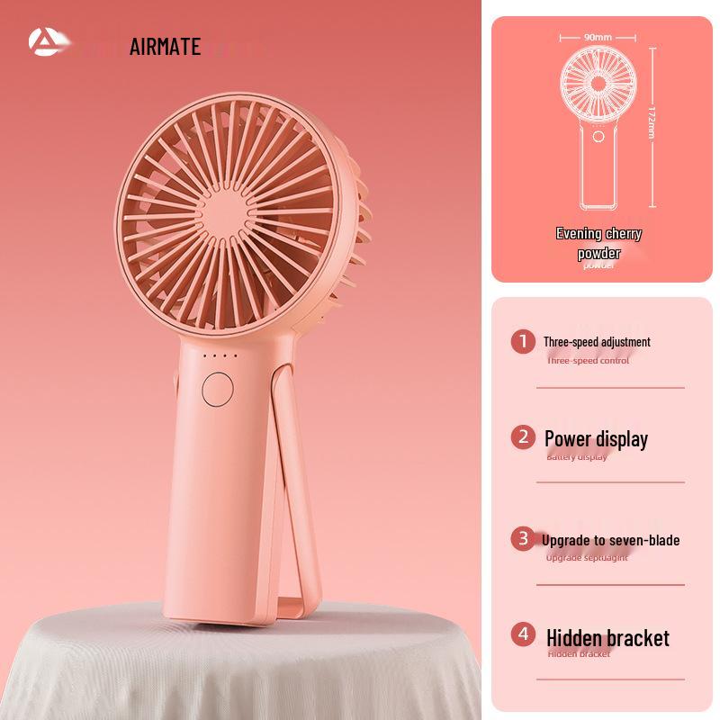 Airmate USB Rechargeable Mini Handheld Silent Fan for Home, Office, and Student Use Handheld Fan