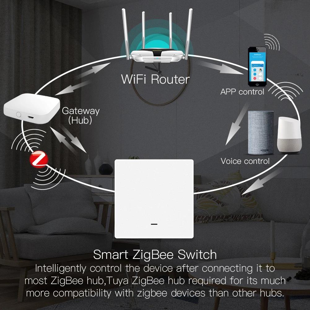 Melery ZigBee Smart Light Switch Push Button Wall Interruptor Inteligente Tuya SmartLife App 2 Way Remote By Alexa Google Home