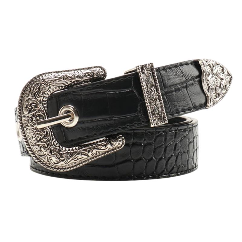 

Women s Timeless Belt Contemporary Style PU Leather Strap With Metal Fastener For Everyday Wear чёрный
