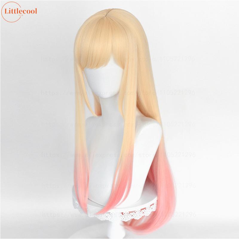 Hoge Kwaliteit Anime Marin Kitagawa Cosplay Pruik 80cm Lang Steil Roze Kleuring Ombre Hittebestendig Synthetisch Haar Pruiken + Pruikenkap white