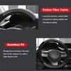 D-Shaped Carbon Fiber & Suede Leather Car Steering Wheel Cover Anti-Slip Protector Breathable Sweat Absorbent Sport 38cm(15Inch)