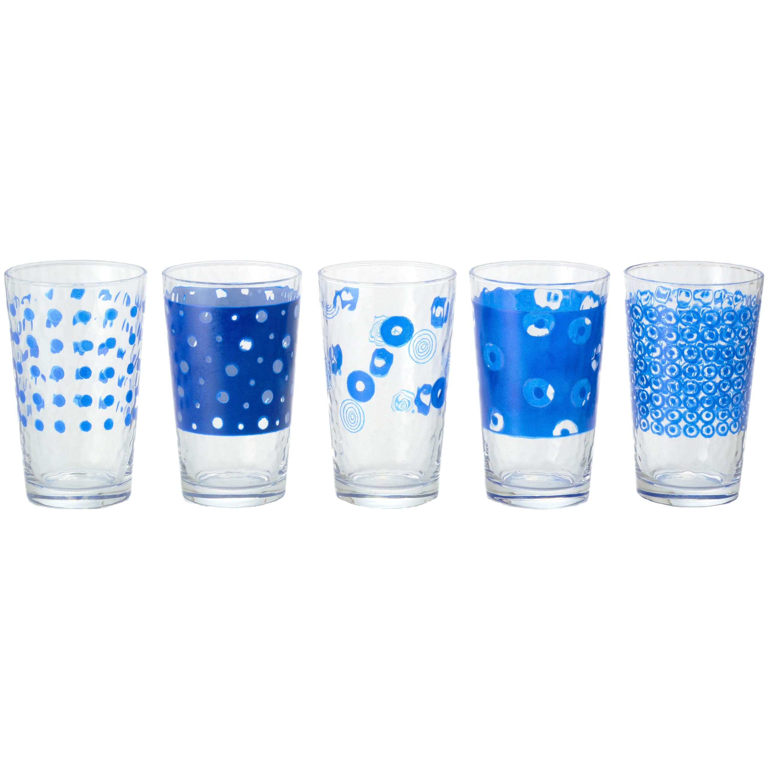 

ADERIA Cup Set, Glass, Polka Dots, Indigo Blue, Tumbler (Set of 5 Designs)