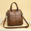 Vintage Pu Backpack For Women Spacious Convertible Shoulder Bag With Metal Logo Detachable Straps For Daily Use Crossbody Bag