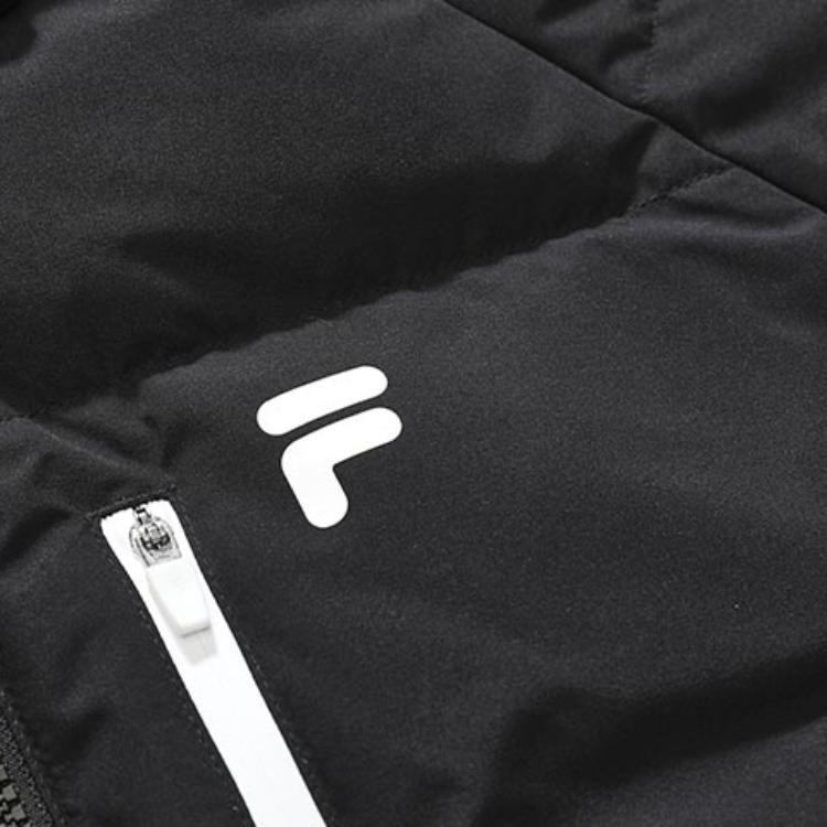 Fila Fusion Logo Print Fashion Casual Warm Hooded Down Jacket Women outerwear Deep-Black T11W241911FBK