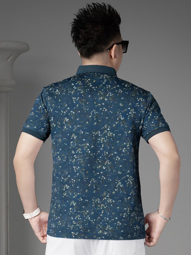 European Summer Polo Shirt Short-Sleeved Men's Top 2026 New Trendy Floral Lapel Half-Sleeved T-Shirt Men's Clothing