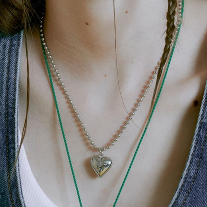 VINTAGE HOLLYWOOD Heart Ball Chain Necklace_VH25NNNE104V