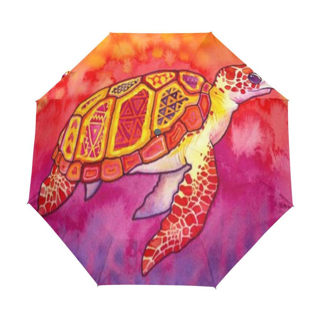 Ocean Sea Turtle Folding Rain Sun Umbrella Sea Creatures Travel Umbrellas Compact Lightweight Windproof for Teens Adults Kids