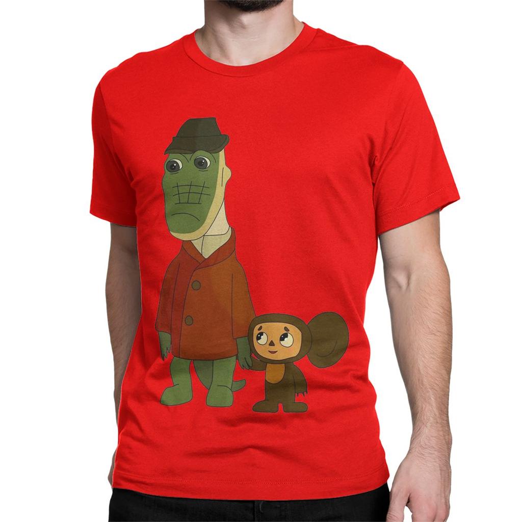 Cheburashka And Gena Cartoon Soviet Russia TShirts Men Women Cheburashka Pure Cotton Tees Short Sleeve T Shirt Summer Clothing
