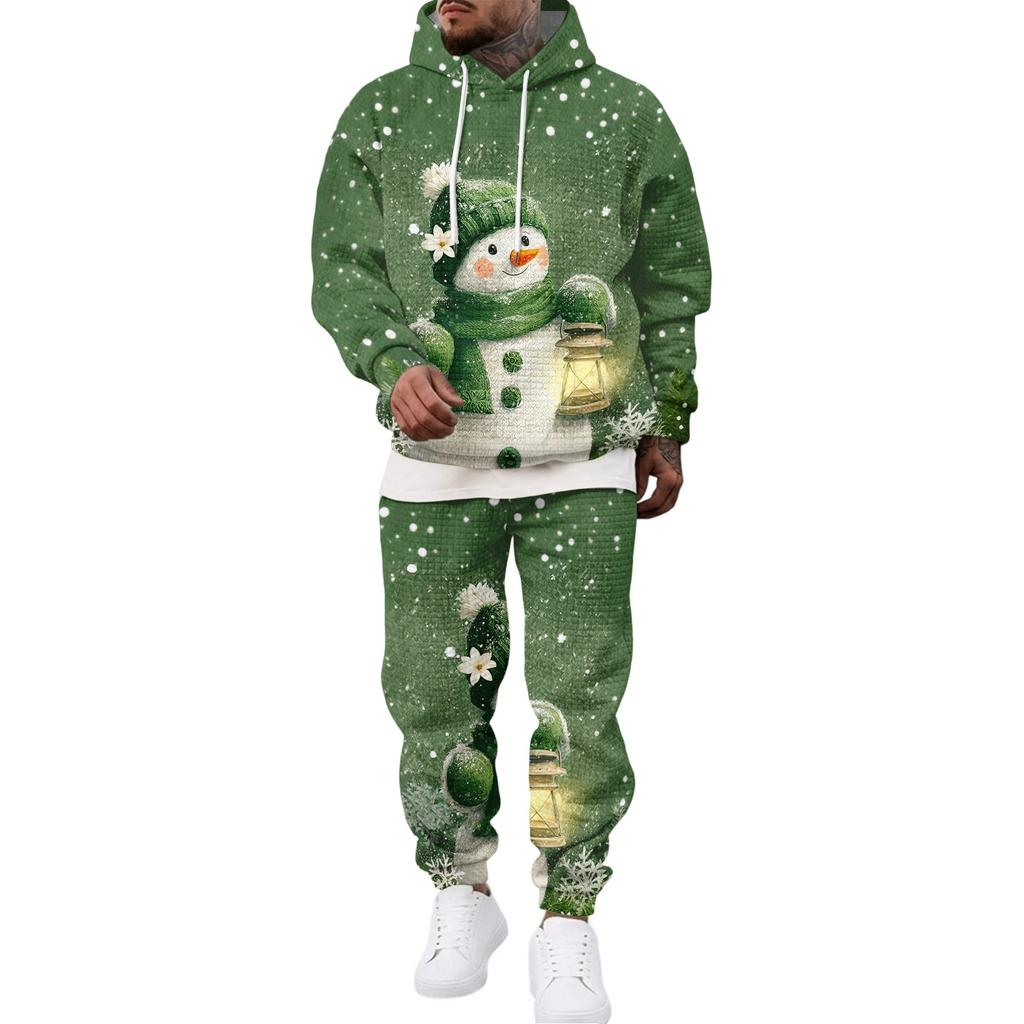 Men's Casual Sweatshirt Set for Fall Winter with Patterned Design, Comfortable Everyday Wear