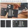 For iPhone 14 Pro Kickstand Case Tri-fold Card Bag PU Leather Coated TPU Cover Compatible with MagSafe