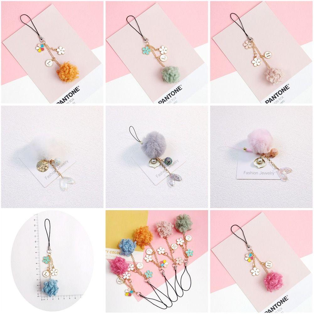 Hang Rope Bag Decoration Smart Phone Strap Fur Ball Lanyards Phone Pendant Fluffy Phone Strap