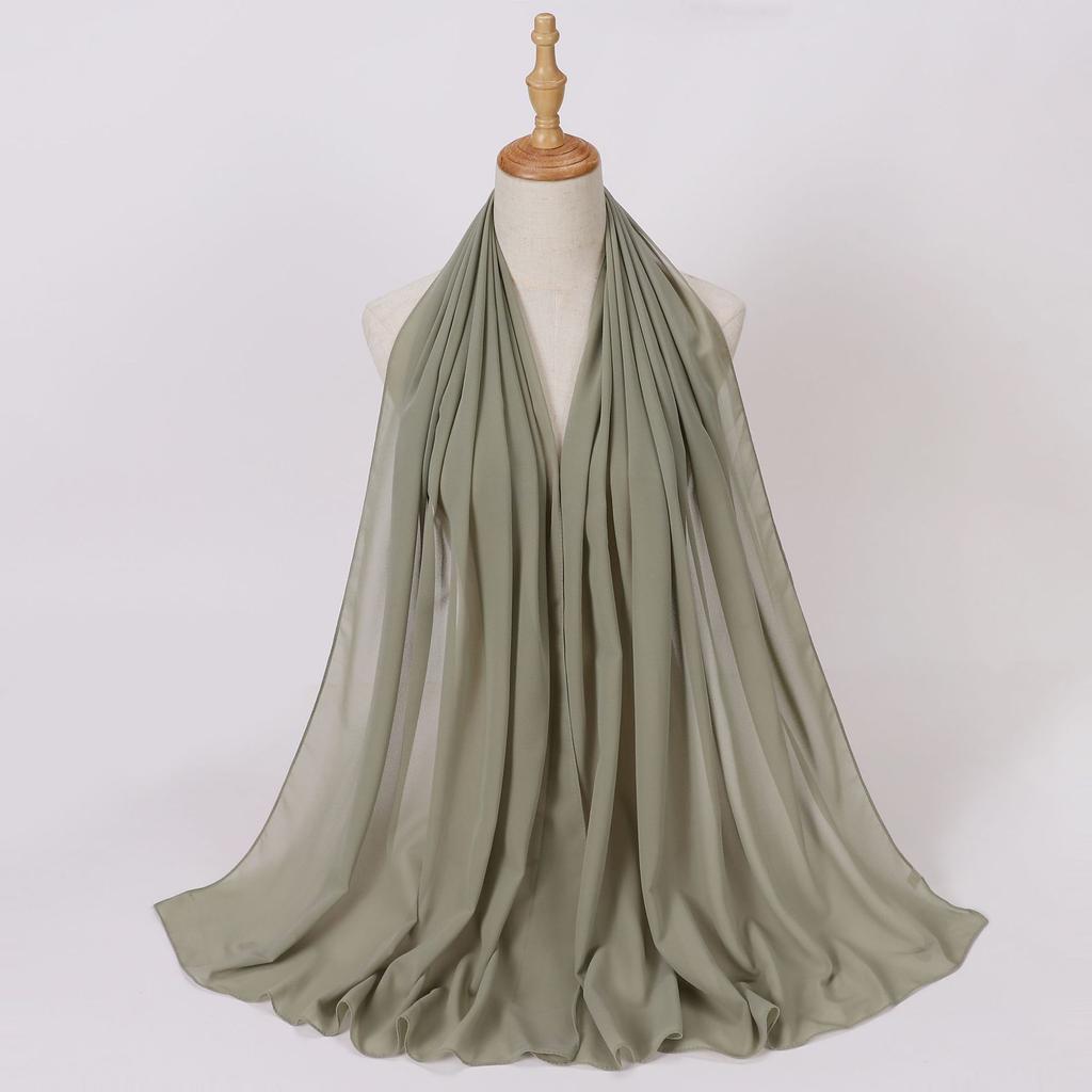 VigoAnne 2025 Middle East Lady Muslim Solid Casual Hijab Shawls Women Plain Scarf Chiffon Islamic Turban Headband 170cm*70cm