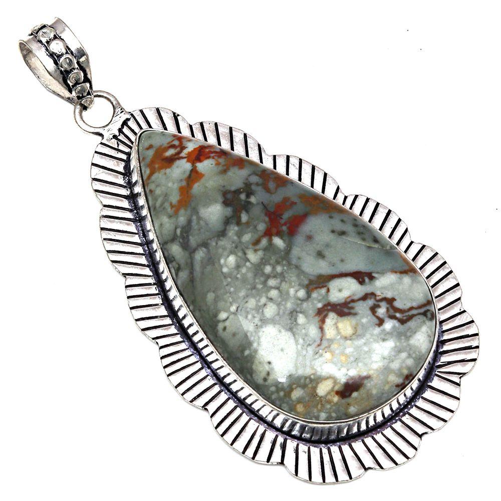 

Ожерелье дизайнерское Яшмовое Драгоценное Камне ручной работы Подарок Для Нее Серебряные Украшения 2.5