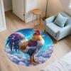 Rooster Pattern Round rug,Carpet Rug for Living Room Bedroom Playroom ,Non-slip Floor Mat,Holiday Gifts and Birthday Gifts.