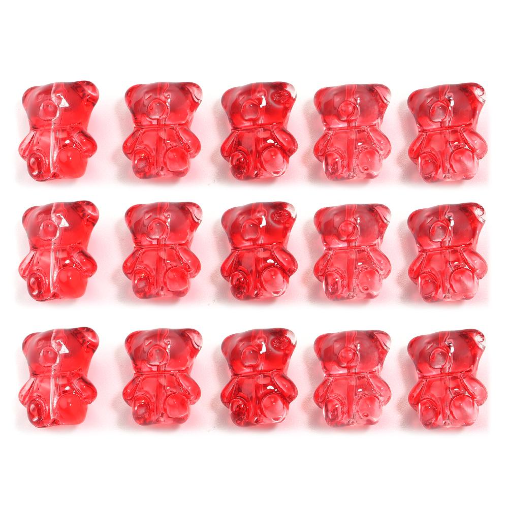 20pcs Bear Glass Beads Colorful Cute Lampwork Loose Spacer Bead For Jewelry Making DIY Necklace Bracelet Phone Chain Accessories