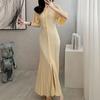 New French Elegant Fragrance High-end Slimming Knitted Mermaid Dress Hollow Slimming Fish Tail Knit Dress
