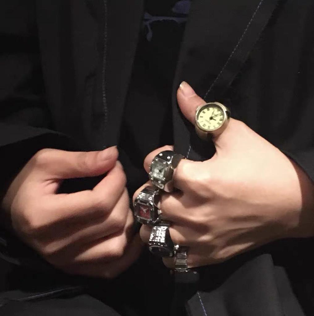 Korean Style Retro Hipster Watch Ring - Trendy Men's Hand Jewelry Accessory