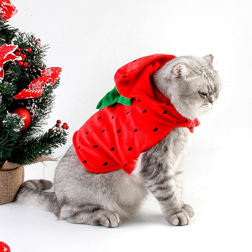 1Pcs Pet Strawberry Costume Dog Halloween Hoodie for Small Breeds Chihuahua Pomeranian Poodle Pug Party Festival Comfortable