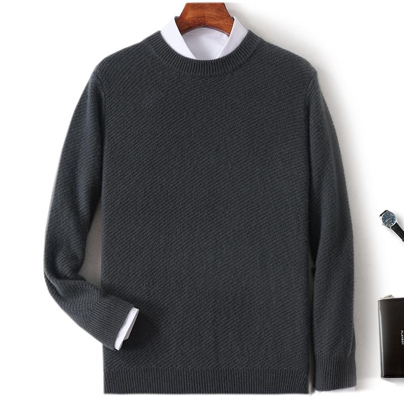 2025 новый кашемировый свитер с круглым вырезом свободный пуловер однотонный универсальный вязаный базовый шерстяной свитер XXXL