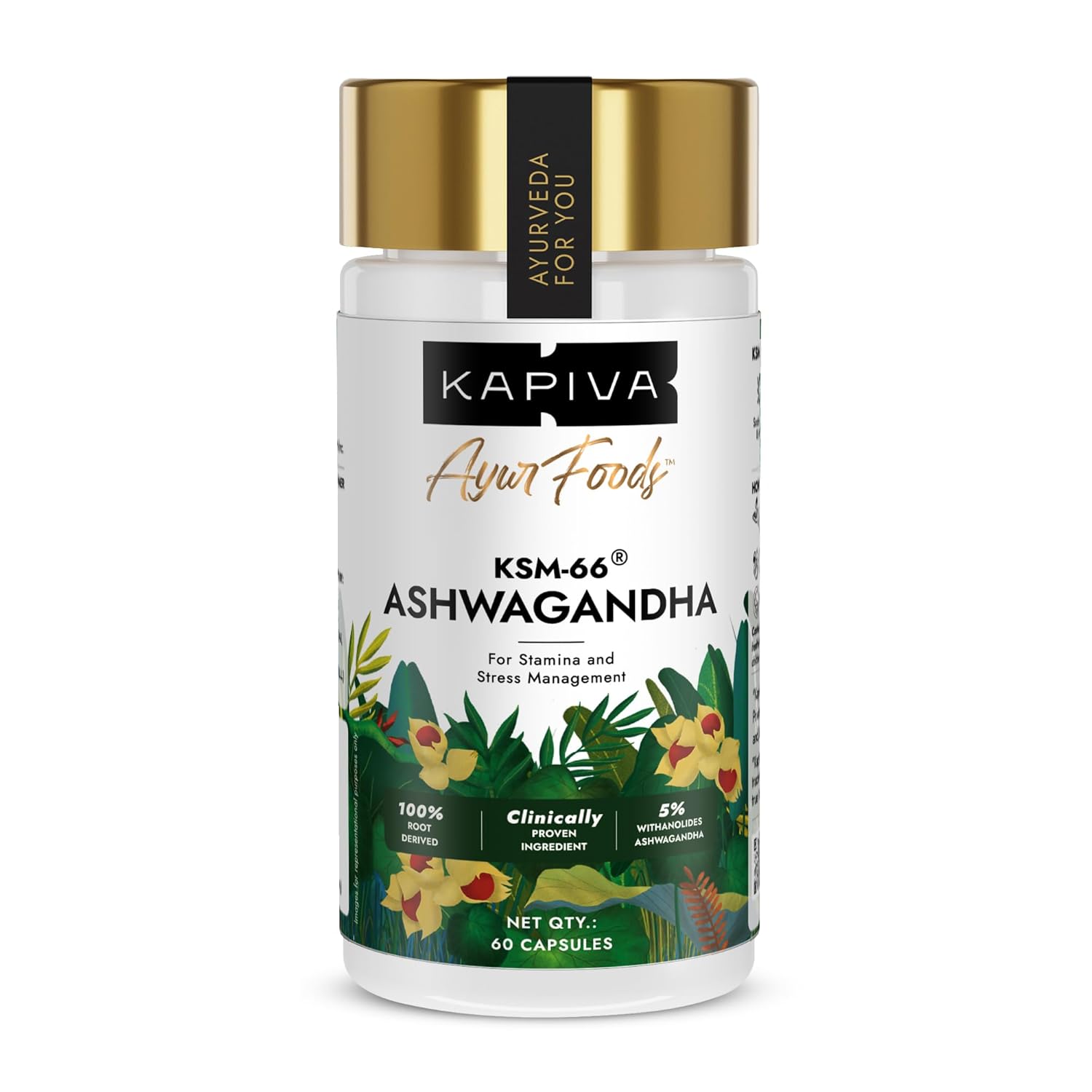 

Kapiva KSM-66 Ashwagandha 500mg 60 Veg Capsules | Natural Stress Relief & Vitality Support for Daily Energy