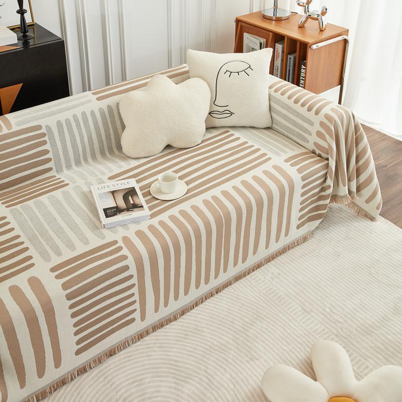 Chenille Sofa Möbel Handtuch Doppelseitig Einfach zu Bedienen Stil Quaste Rand Couch Abdeckung Rutschfest Katzenkratzfest Camping Decke Sofa Abdeckung