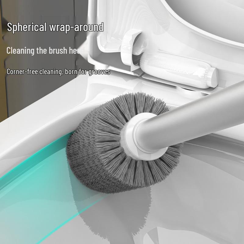 Punch-Free 360° Toilet Brush with Holder - Efficient Bathroom Cleaner