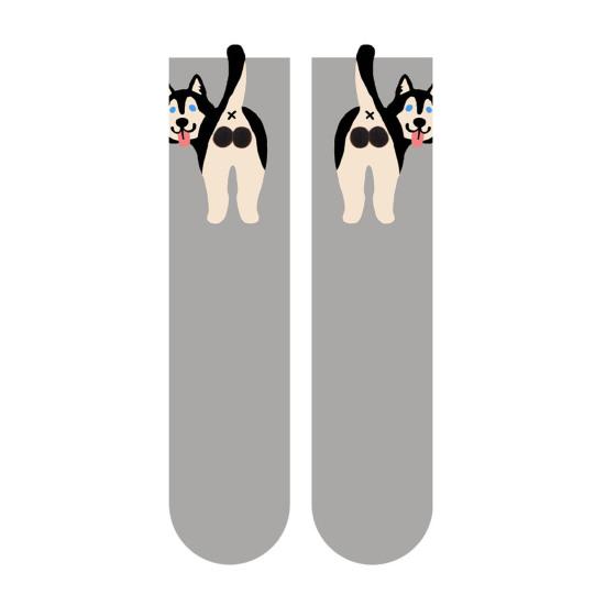 Women's Cute Dog Socks with 3D Fuzzy Balls Funny Novelty Animal Print Crew Cotton Socks for Women Girls Dog Lovers