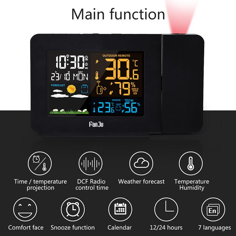 Projection Alarm Clock With Outdoor Temperature Amazadesign