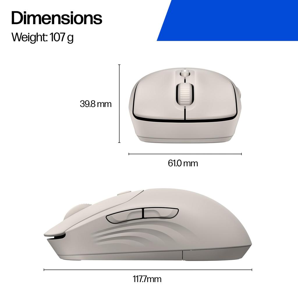 HP 400 Silent Wireless Mouse Bluetooth USB Dongle Sensor up to 6000 Silicone Battery Life up to 24 Ambidextrous Design Maple 2.4GHz Connection,