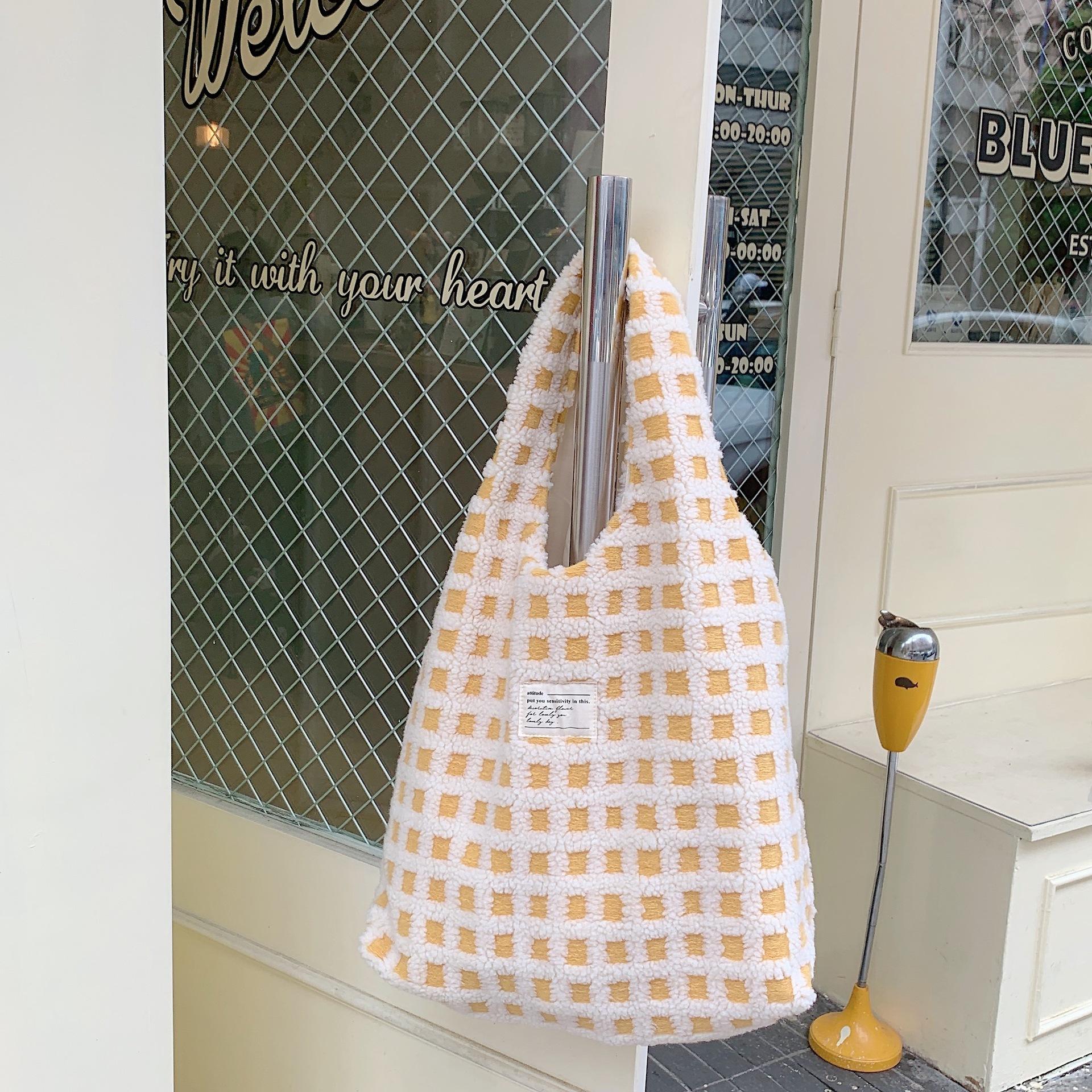 

Вафельный флисовый жилет женская сумка-тоут большой емкости пригородная простая студенческая классная сумка OneSize жёлтый