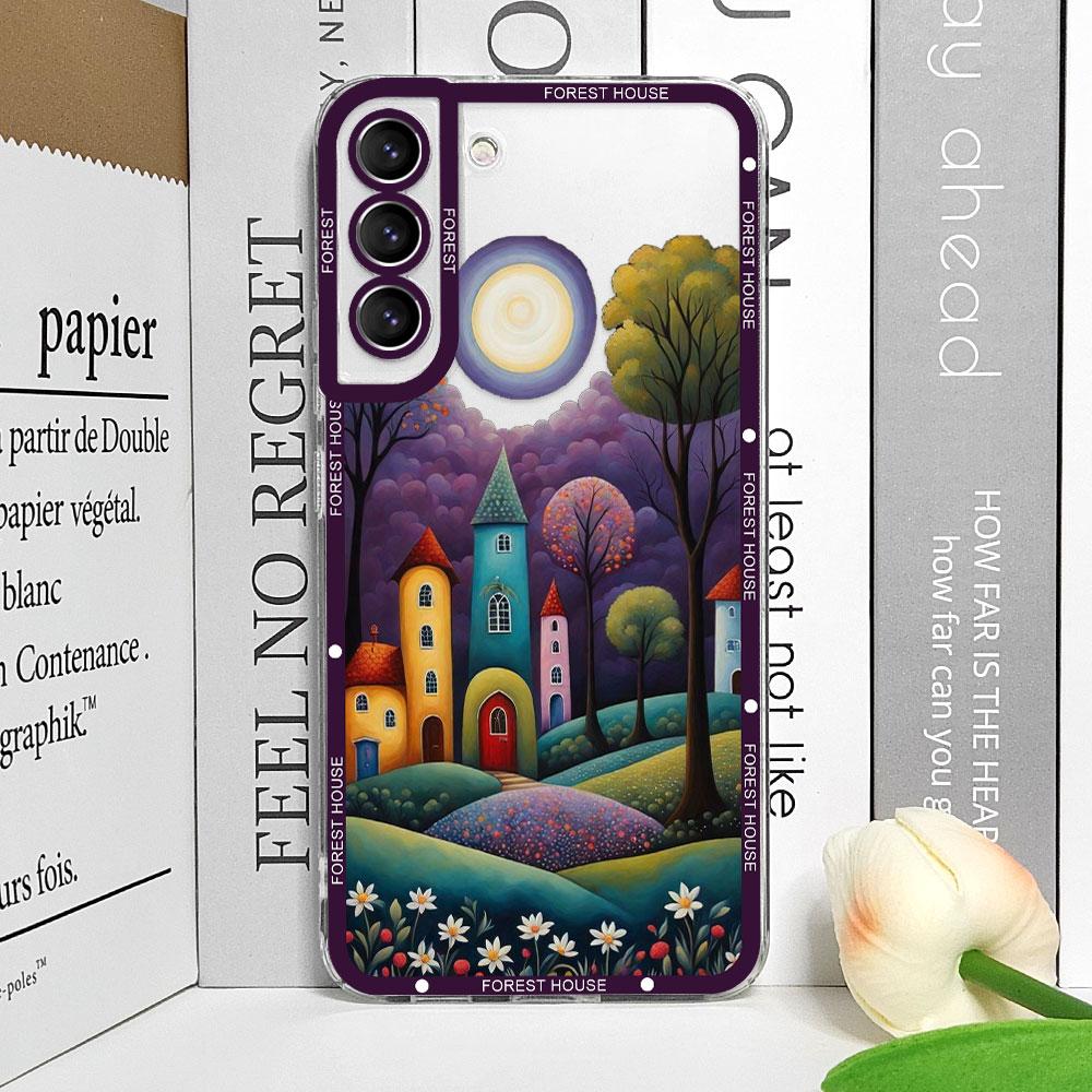 

Hand Painted Forest House Clear Phone Case for Samsung A55 A54 A53 A51 A70 A32 A31 A22 A13 4G 5G Soft Cover Aesthetic Art Fundas Samsung A32 5G