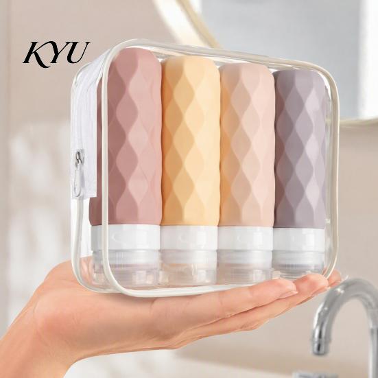 Travel Size Container 4Pcs/Set Silicone Bottle for Toiletries, Leak Proof Soap Dispensers Container, Portable Refillable Shower Gel Shampoo