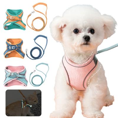 Harnais Gilet pour Animal de Compagnie avec Laisse Respirant Réglable Réfléchissant Anti-traction Anti-évasion Petit Chien Chiot Chat Harnais Poitrine Accessoires pour Animaux