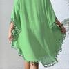 Loose Swimsuit Cover Up Dress Hollow Out Beachwear Shirt Fashion Summer Sunscreen Smock  for Women