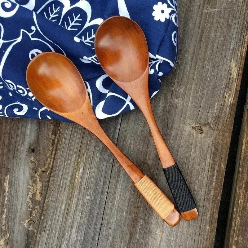 Wooden Spoons Large Long Handled Spoon Rice Soup Spoon Long Handled Wooden Strainer Spoon Skimmer Scoop Wooden Utensils Cooking
