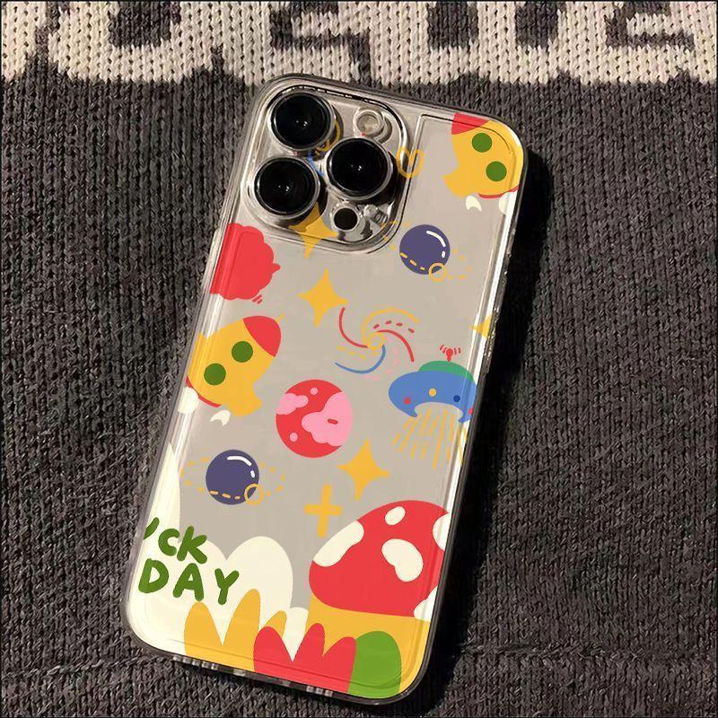 

Cartoon Colorful Patterns Clear Phone Case For iPhone 16 15 11 12 14 13 Pro Max Mini X XSM XR 7 8 Plus SE4 16e Cute Cover Fundas iPhone 14 Plus